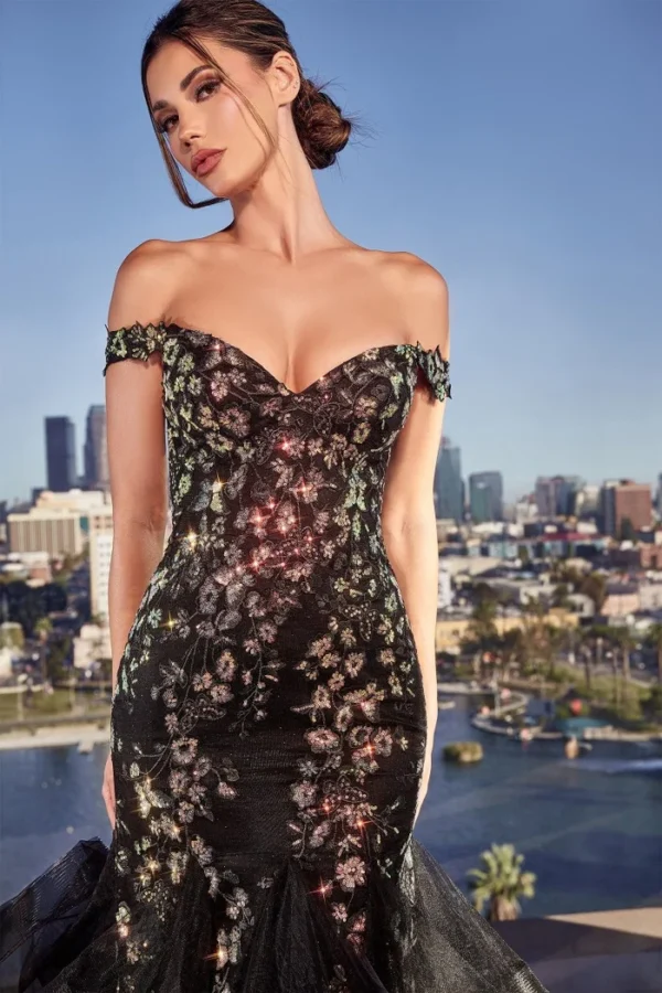 Black Prom Gown up close